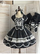 Miss Point Plaid Petal Rabbit Mini Sleeve One Piece(Reservation/2 Colours/Full Payment Without Shipping)